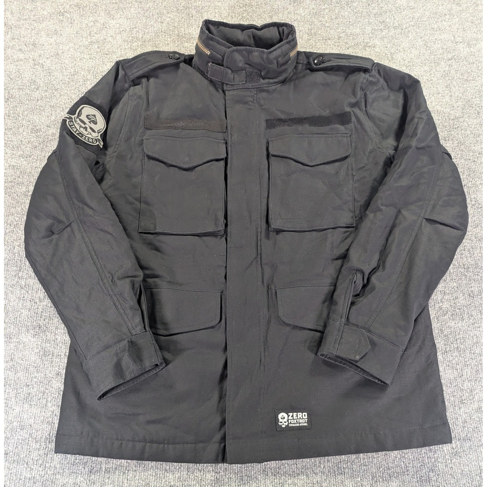 Zero Foxtrot Stay Zero Apparel Mens Large Black Field Jacket Camo Lining M65